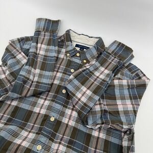 Tommy Hilfiger Custom Fit Plaid Button Down Shirt Men's Large Long Sleeve Casual